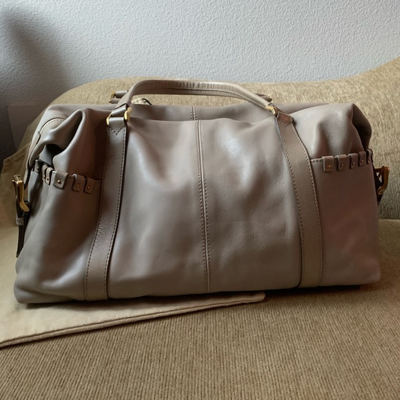 Burberry Y2K Leather Duffel Bag in Beige with Gold Accents - Picture 16 of 16